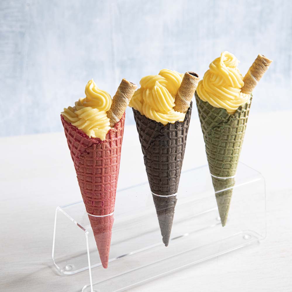 Mango Sorbet on waffle cones
