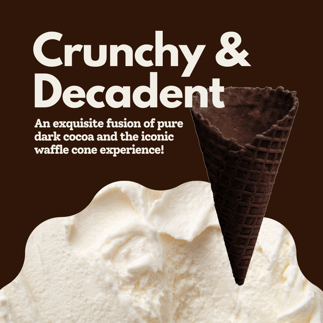 Waffle Ice Cream Cone Black Cocoa B size, Vegan