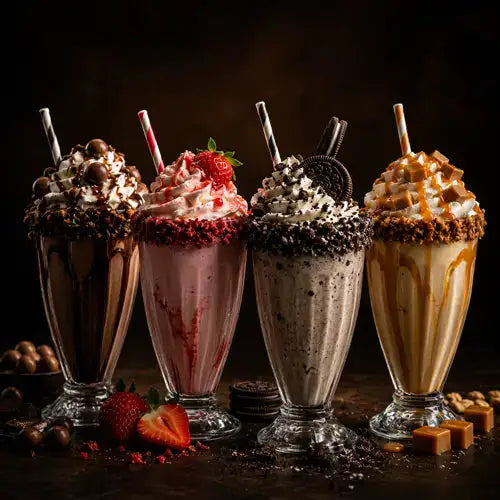 Indulgent milkshakes made with AussieBlends Velvet mix