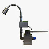 Mechanical device with a hose and control valve on a white background