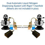 Dual automatic liquid nitrogen dispensing system with Rigid T manifold on a white background