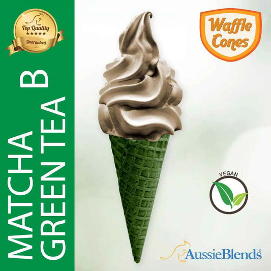 AussieBlends physical Waffle Ice Cream Cone Green Matcha B size, Vegan