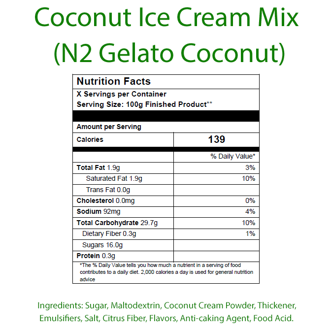 Ice Cream Mix Coconut Vegan: For Soft Serve, Rolled Ice Cream, Gelato and liquid Nitrogen - By AussieBlends