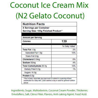 Ice Cream Mix Coconut Vegan: For Soft Serve, Rolled Ice Cream, Gelato and liquid Nitrogen - By AussieBlends