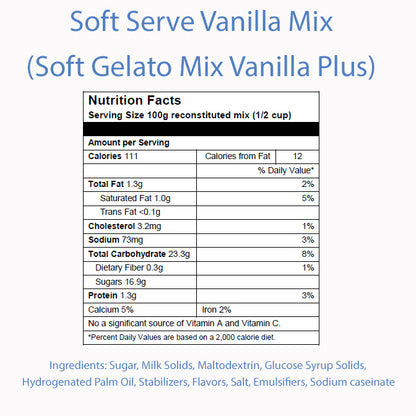 Soft Serve Vanilla Mix Plus - Soft Gelato Mix Vanilla Plus - AussieBlends
