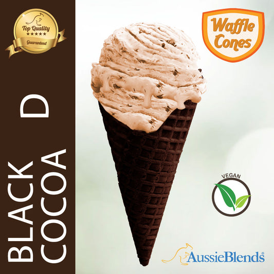 Exquisite Decadence: Our Large Size Black Cocoa Flavor Waffle Ice Cream Cone celebrates deep, luxurious cocoa flavor. 