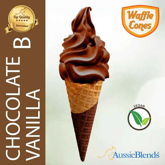AussieBlends physical Waffle Ice Cream Cone Chocolate Vanilla B size, Vegan