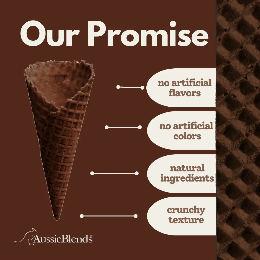 AussieBlends physical Waffle Ice Cream Cone Belgian Chocolate B size, Vegan