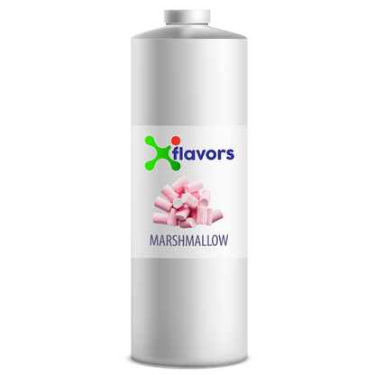 Bottle labeled 'X flavors Marshmallow' on a white background