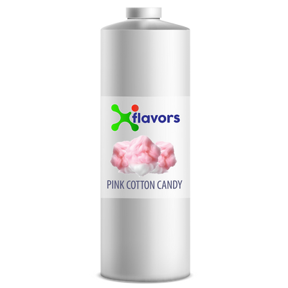 White bottle labeled 'X flavors Pink Cotton Candy' on a white background