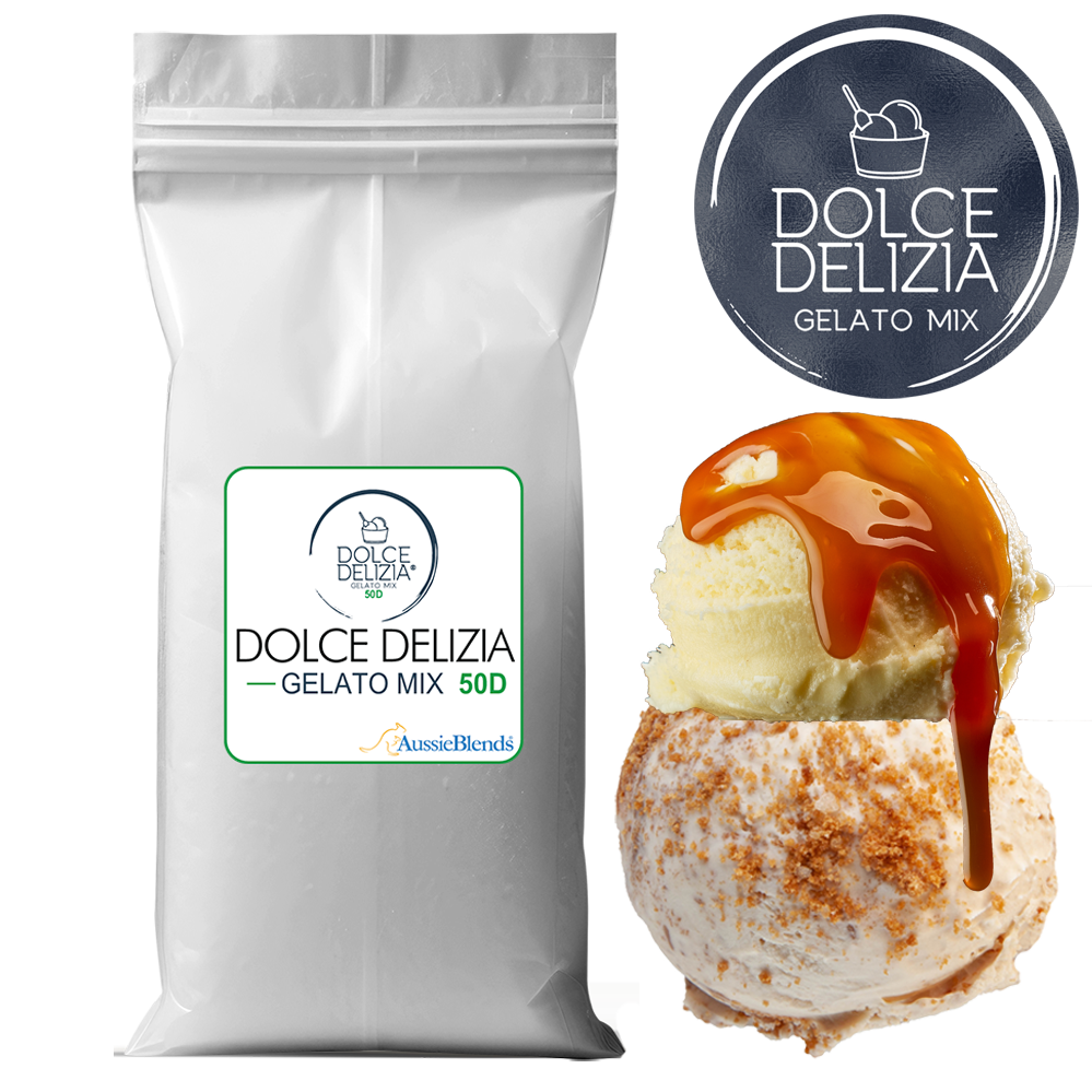 Dolce Delizia Base 50D Italian Gelato Mix bag - core gelatiere base mix by AussieBlends for traditional artisan gelato production with full dairy control