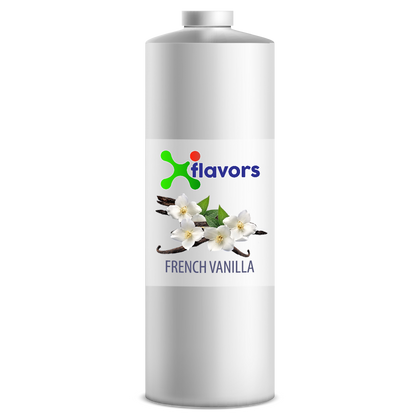 Bottle of Xflavors French Vanilla flavoring on a white background