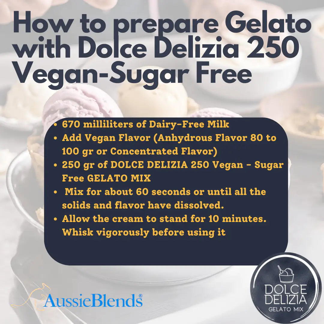 AussieBlends physical Gelato Mix Dolce Delizia Vegan, Sugar Free 250V-SF