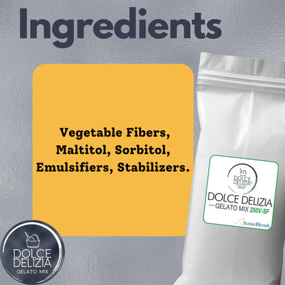 AussieBlends physical Gelato Mix Dolce Delizia Vegan, Sugar Free 250V-SF