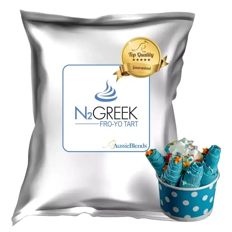 N2 Monalisa Frozen Yogurt Mix Greek Tart Rolled - authentic Greek-style frozen yogurt powder by AussieBlends engineered for Thai-style cold pan rolled FroYo technique