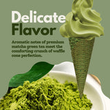 Matcha Green Tea Waffle Ice Cream Cones. Vibrant Green Matcha Taste