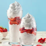 Mix the vegetable whipped cream Frosty Whip with water in different rations. Can mix it from a one-to-one ratio up to a one-to-four ratio.