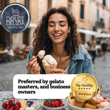 We choose only the finest ingredients to ensure stability and excellence in each batch of our gelato powder mix. Meeting the highest standards of quality and taste, Dolce Delizia® delivers an unparalleled experience with every scoop