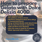 Experience the Indulgent taste and creaminess of our dairy premium Dolce Delizia ® Gelato Mix 400D, blended to raise your gelato creations to unparalleled heights.