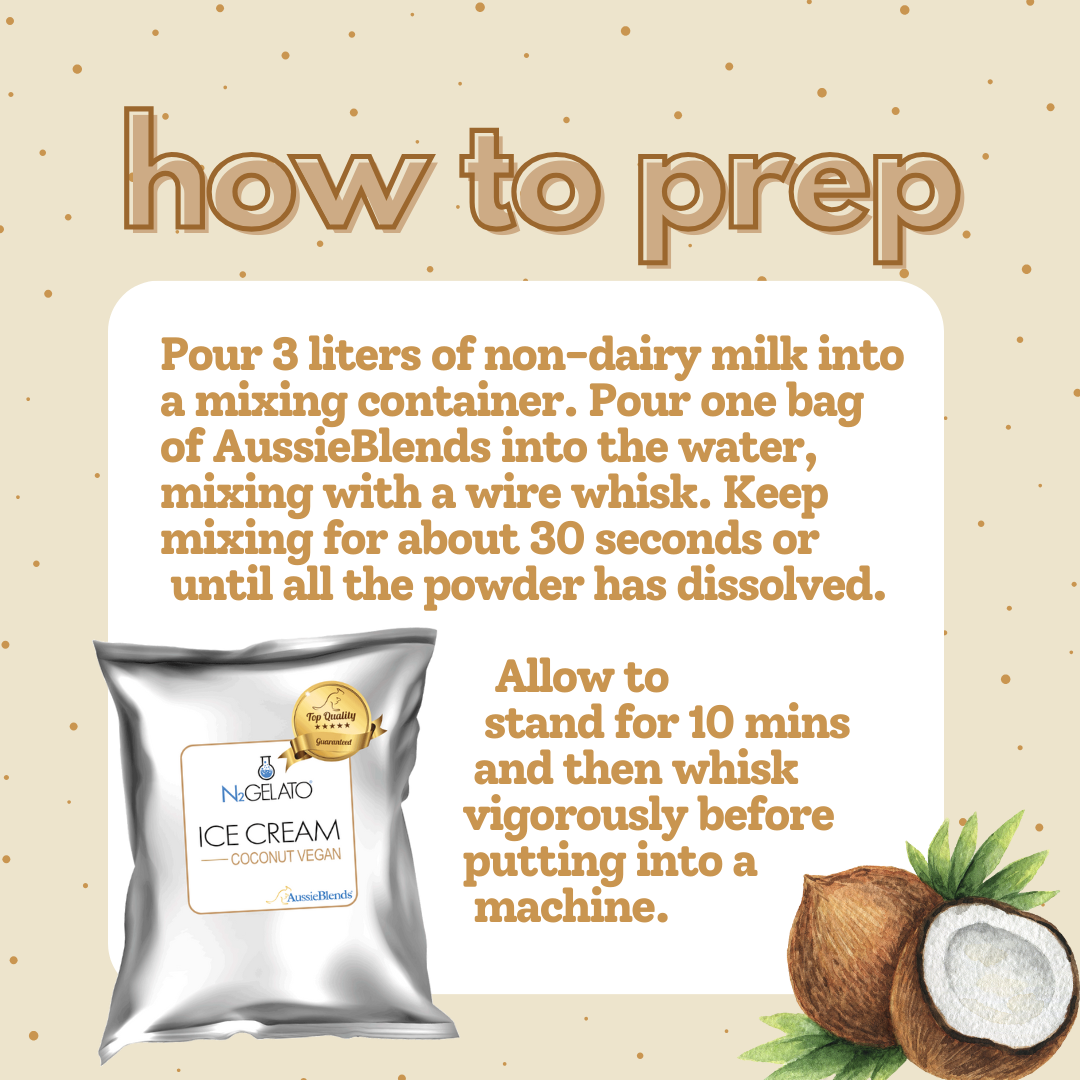 Ice Cream Mix Coconut Vegan: For Soft Serve, Rolled Ice Cream, Gelato and liquid Nitrogen - By AussieBlends