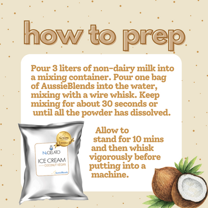 Ice Cream Mix Coconut Vegan: For Soft Serve, Rolled Ice Cream, Gelato and liquid Nitrogen - By AussieBlends