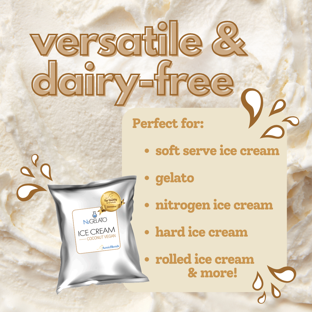 Ice Cream Mix Coconut Vegan: For Soft Serve, Rolled Ice Cream, Gelato and liquid Nitrogen - By AussieBlends