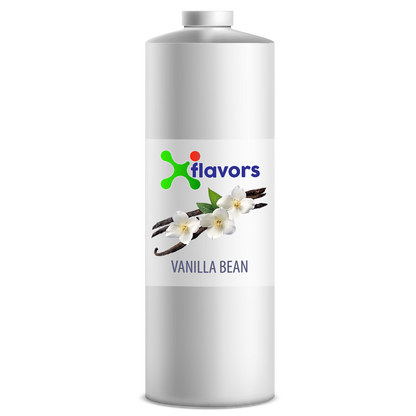 Vanilla bean extract bottle with 'X flavors' label on a white background