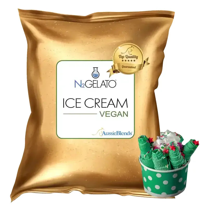 N2Gelato Vegan Rolled Ice Cream Mix - 100% plant-based dairy-free Australian-made non-dairy frozen dessert powder by AussieBlends, compatible with Oat, Coconut, Soy, Cashew, and Almond milk, engineered for Thai-style cold pan technique