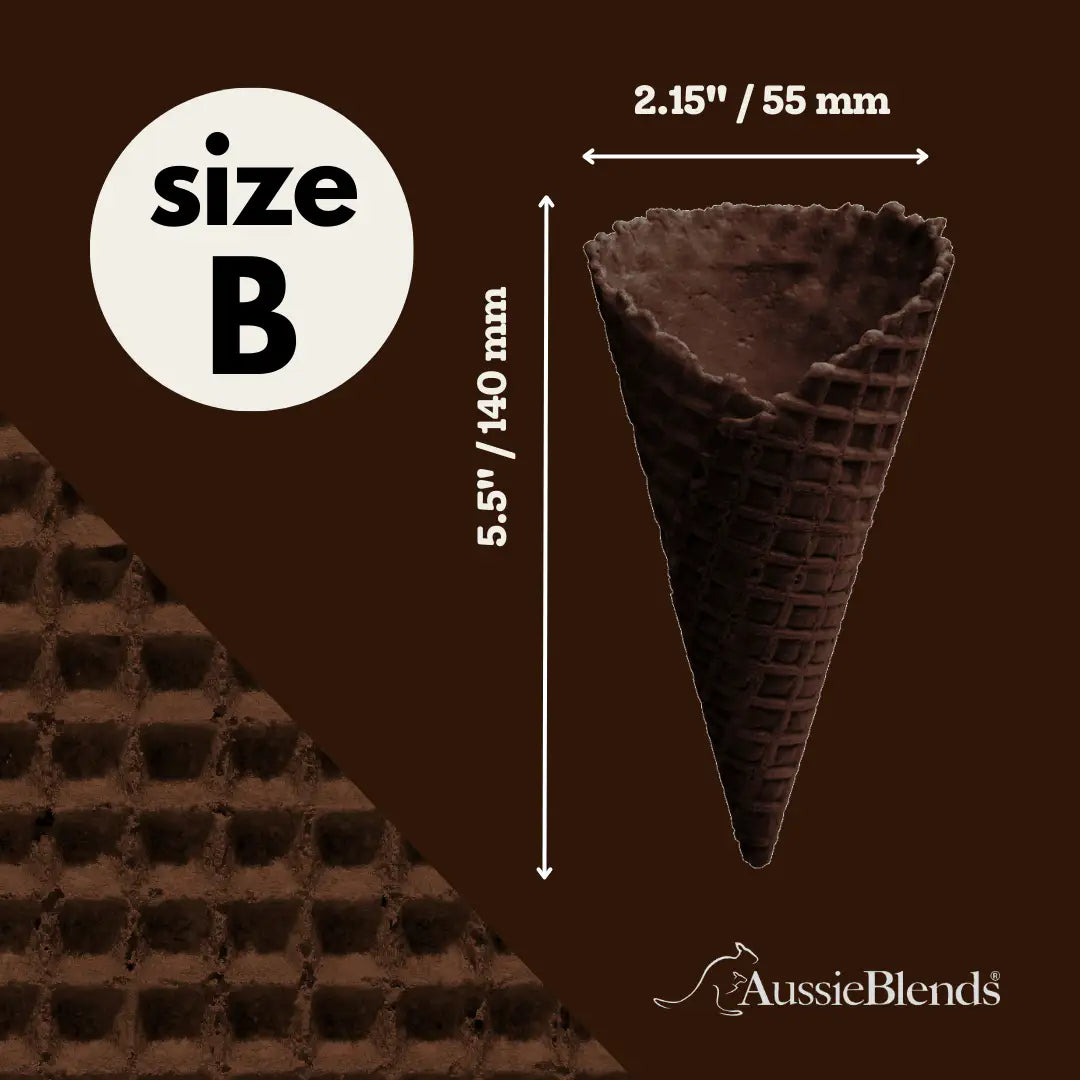 AussieBlends physical Waffle Ice Cream Cone Black Cocoa B size, Vegan