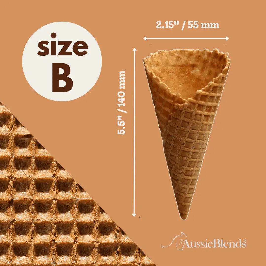 AussieBlends physical Waffle Ice Cream Cone Natural B size, Vegan