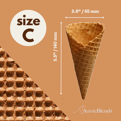 AussieBlends physical Waffle Ice Cream Cone Natural B size, Vegan