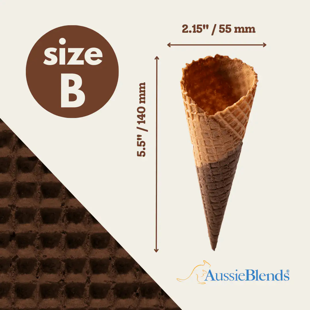 AussieBlends physical Waffle Ice Cream Cone Chocolate Vanilla B size, Vegan