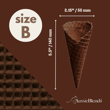 AussieBlends physical Waffle Ice Cream Cone Belgian Chocolate B size, Vegan