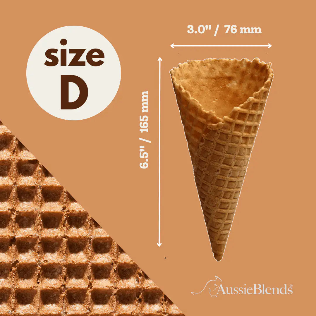 AussieBlends physical Waffle Ice Cream Cone Natural D size, Vegan