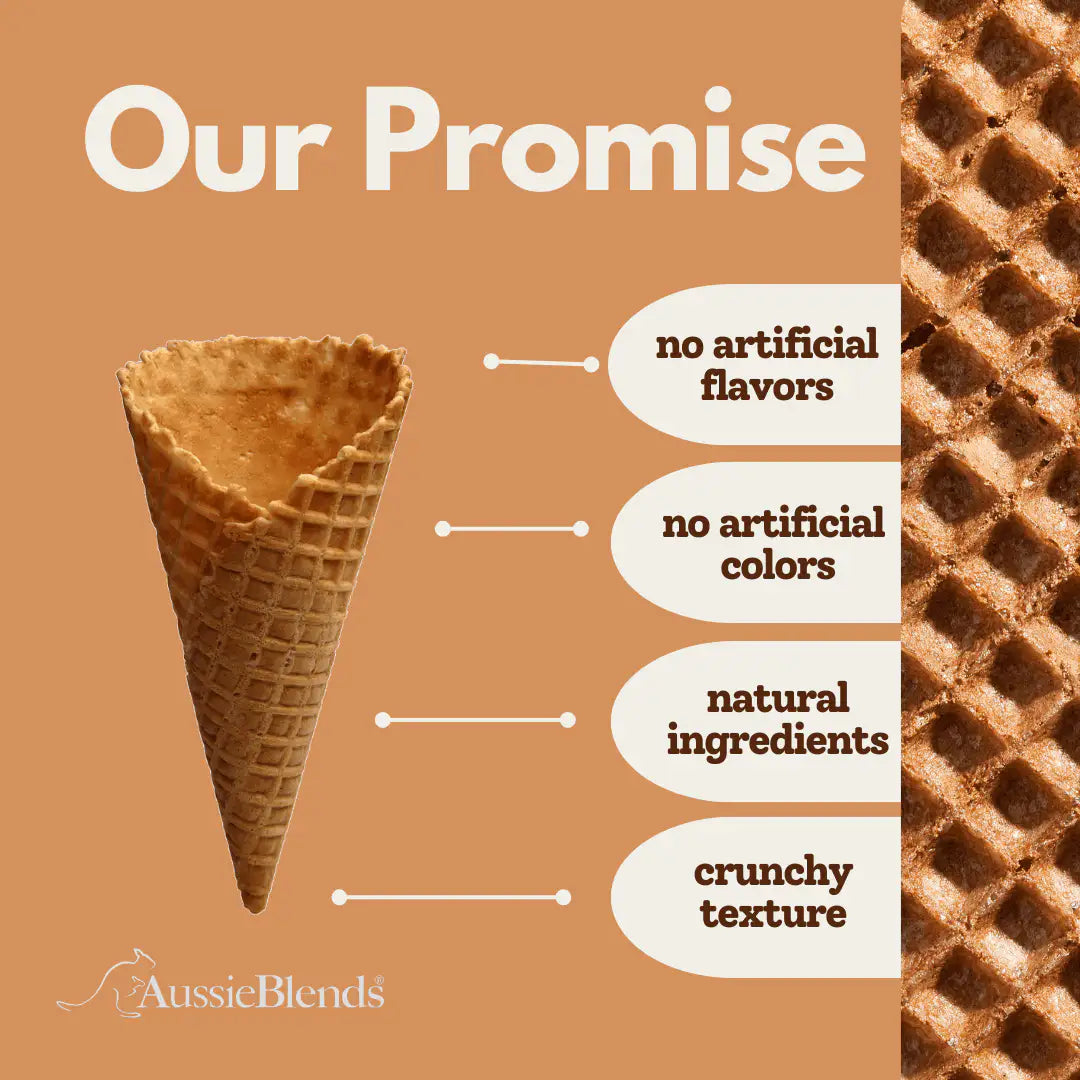 AussieBlends physical Waffle Ice Cream Cone Natural B size, Vegan
