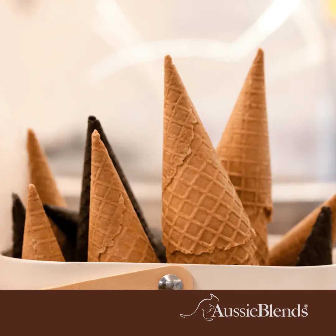AussieBlends physical Waffle Ice Cream Cone Natural B size, Vegan