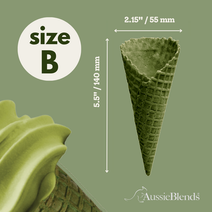 Waffle Ice Cream Cone Green Matcha B size, Vegan