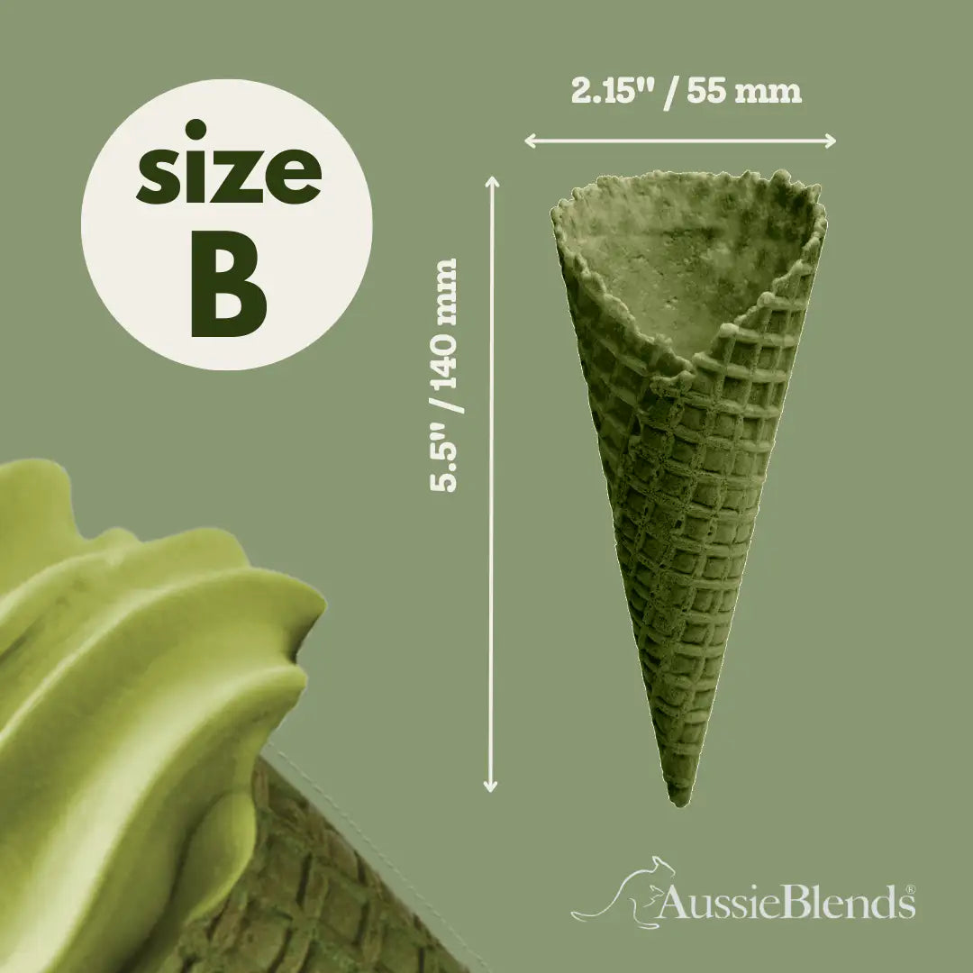 AussieBlends physical Waffle Ice Cream Cone Green Matcha B size, Vegan
