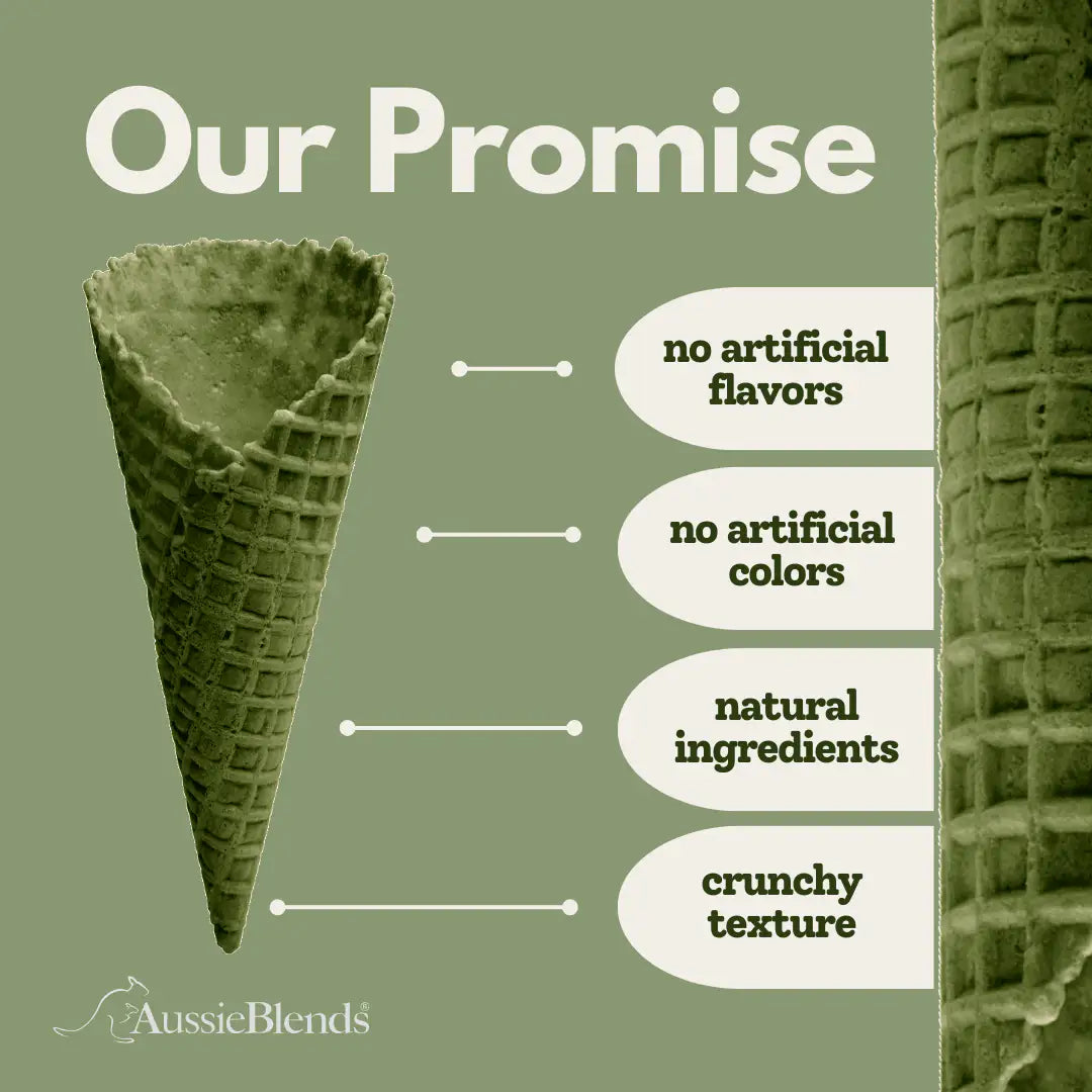 AussieBlends physical Waffle Ice Cream Cone Green Matcha B size, Vegan