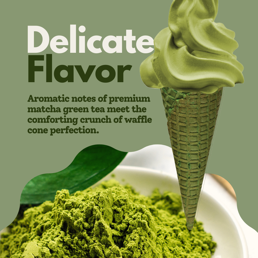 Matcha Green Tea B, Vegan Waffle Ice Cream Cone